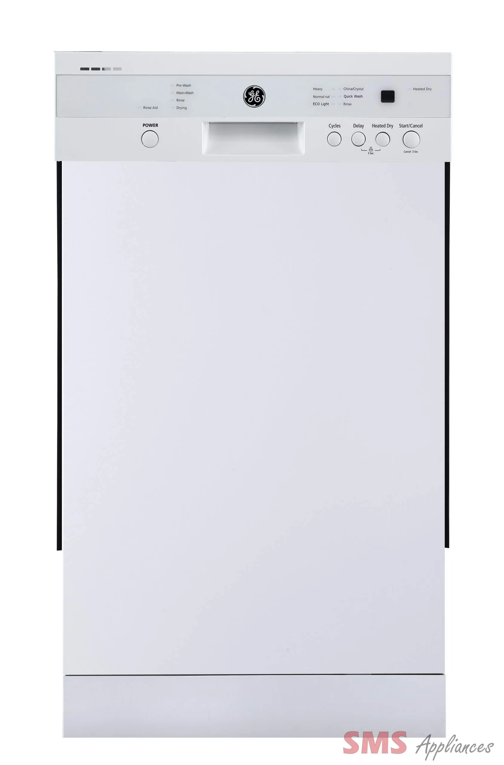 GE 18″ Built-In Front Control Dishwasher with Stainless Steel Tall Tub White – GBF180SGMWW