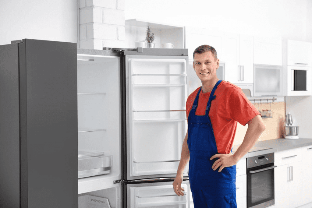 SMS Appliances technician repairing refrigerator, fridge, freezer near you.