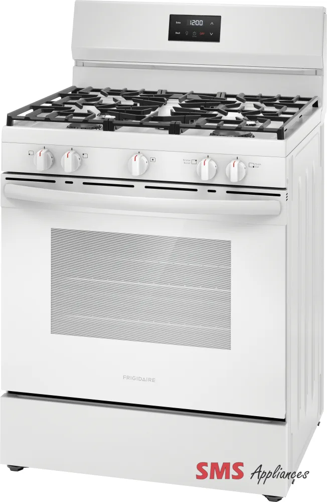 Frigidaire 30-inch Gas Range - FCRG3052BW in white, showcasing modern design and efficient cooking features.