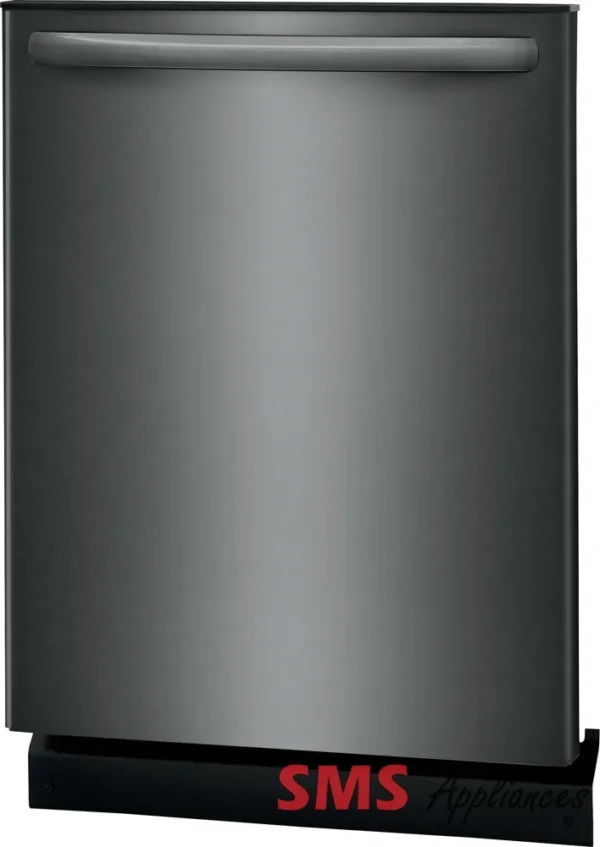 "Image of a Frigidaire 24" Built-In Dishwasher, a modern kitchen appliance designed for efficient dishwashing. The dishwasher features sleek design with a stainless steel finish, electronic controls, and multiple wash cycles for thorough cleaning. Its compact size makes it ideal for smaller kitchens while offering ample capacity for dishes and utensils. The Frigidaire logo is visible on the front panel."