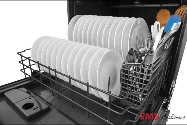 "Image of a Frigidaire 24" Built-In Dishwasher, a modern kitchen appliance designed for efficient dishwashing. The dishwasher features sleek design with a stainless steel finish, electronic controls, and multiple wash cycles for thorough cleaning. Its compact size makes it ideal for smaller kitchens while offering ample capacity for dishes and utensils. The Frigidaire logo is visible on the front panel."