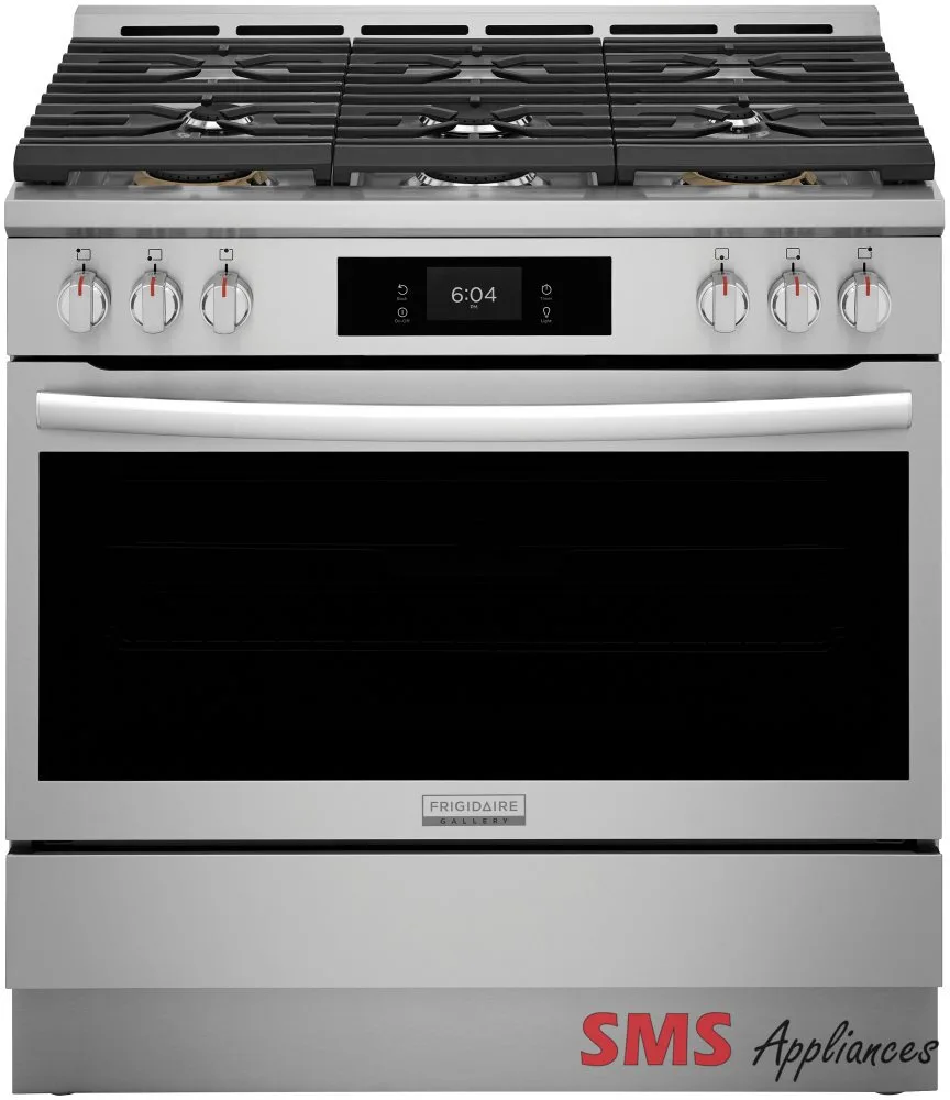 Frigidaire Gallery Gas Range GCFG3661AF with Air Fry feature for healthy cooking, showcasing sleek design and modern controls