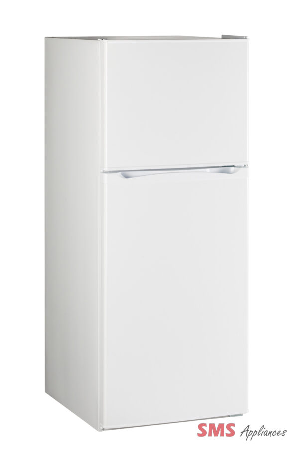 GE 11.55 cu.ft. Top Freezer Refrigerator White GPE12FGKWW - Modern, energy-efficient appliance for home kitchens."