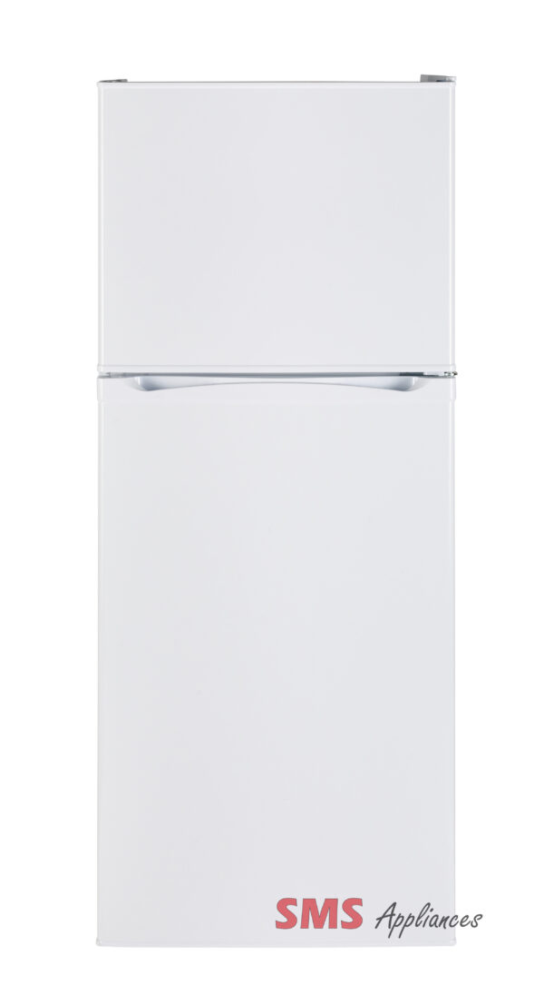 GE 11.55 cu.ft. Top Freezer Refrigerator White GPE12FGKWW - Modern, energy-efficient appliance for home kitchens."