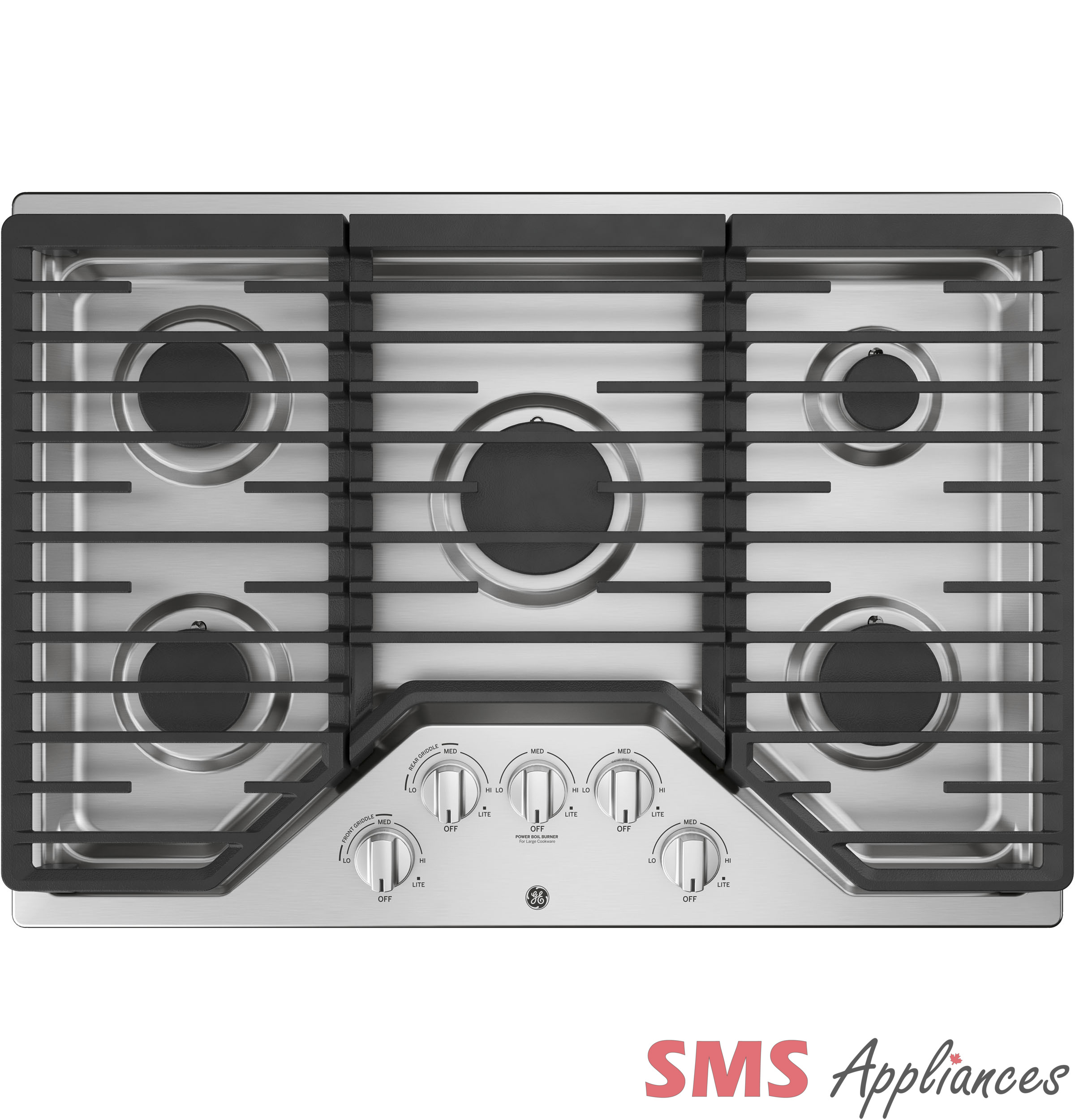 GE 30″ Built-In Deep-Recessed Edge-to-Edge Gas Cooktop JGP5030SLSS/JGP5030DLBB