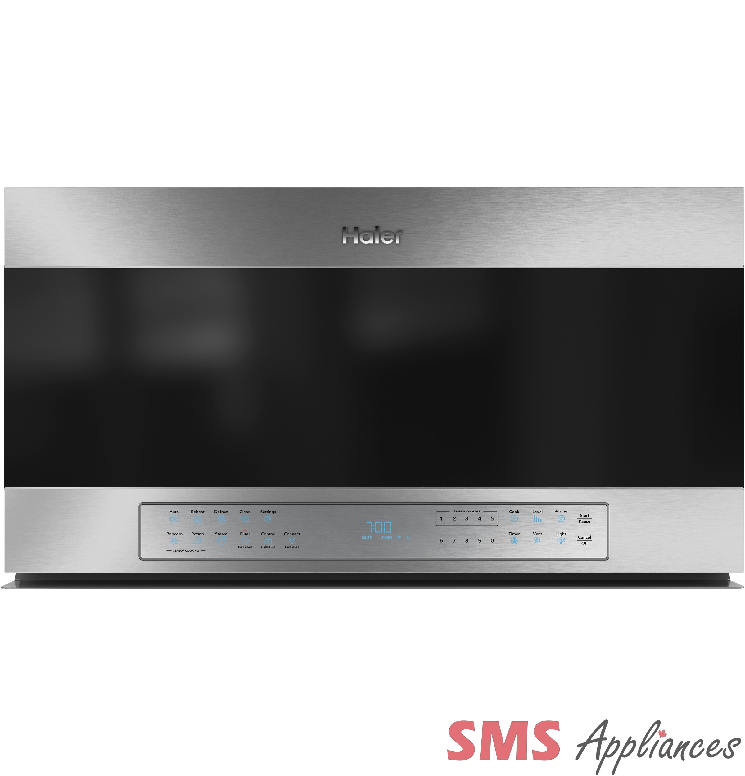 Haier 30″ 1.6 Cu. Ft. Smart Over-the-Range Microwave with Built-In Wi-fi QVM7167RNCSS